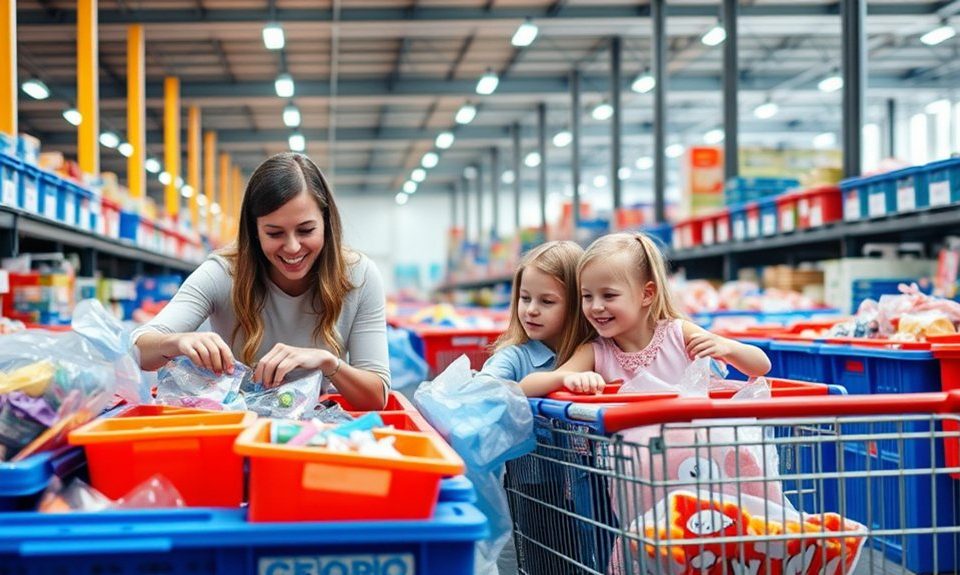 family shopping with kids